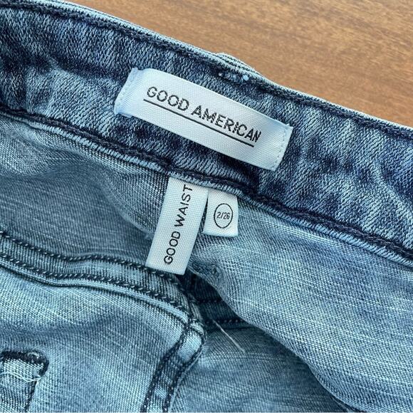 Good American Women’s Good Waist Two Tone Denim Jeans High Rise Skinny Blue 2/26 - Picture 6 of 9